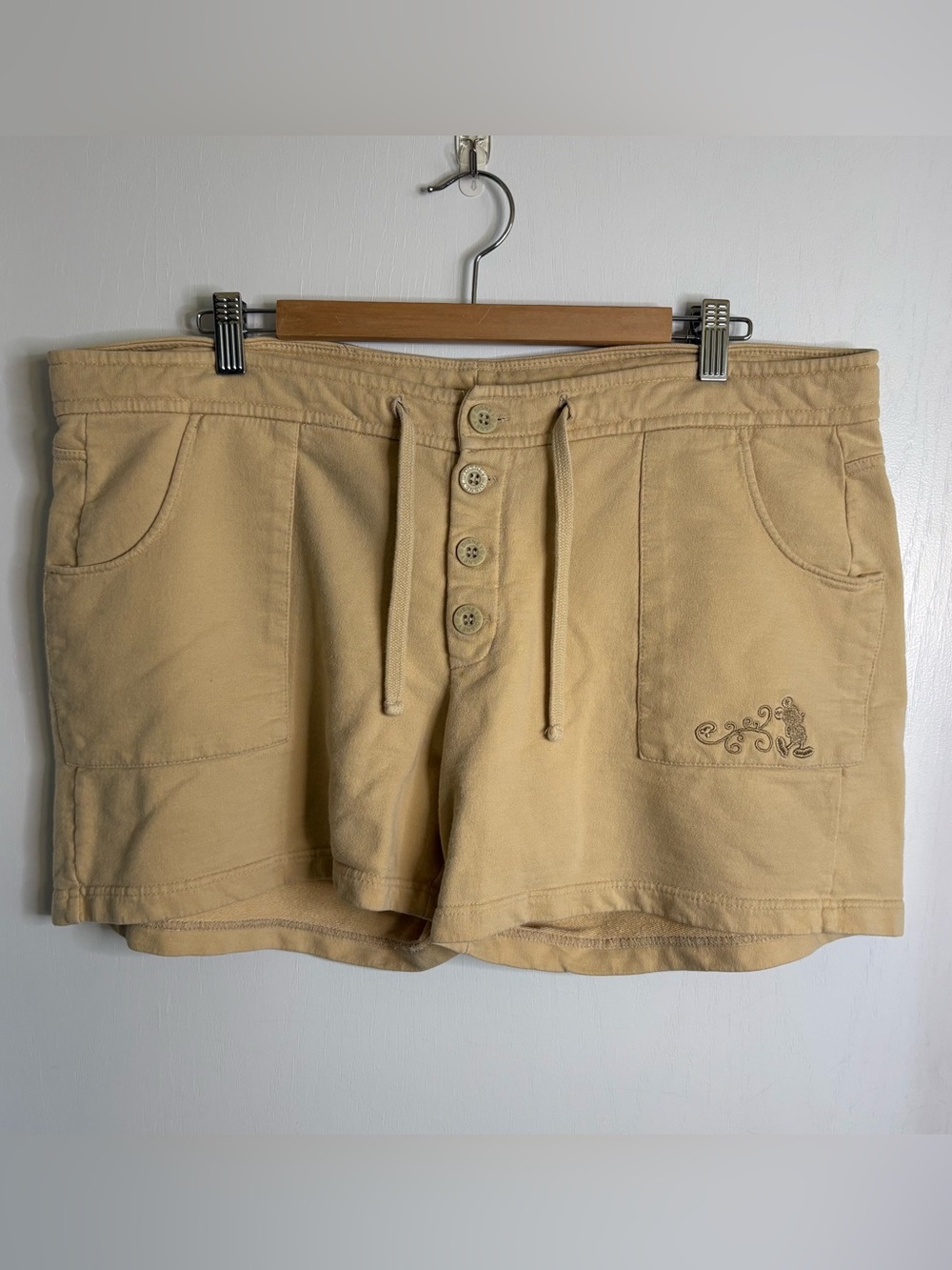 Disney Beige Button-Front Drawstring Athletic Shorts
